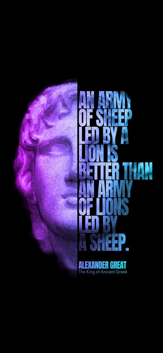 alexander the great, bust, statue, text, quote, purple, black background, art