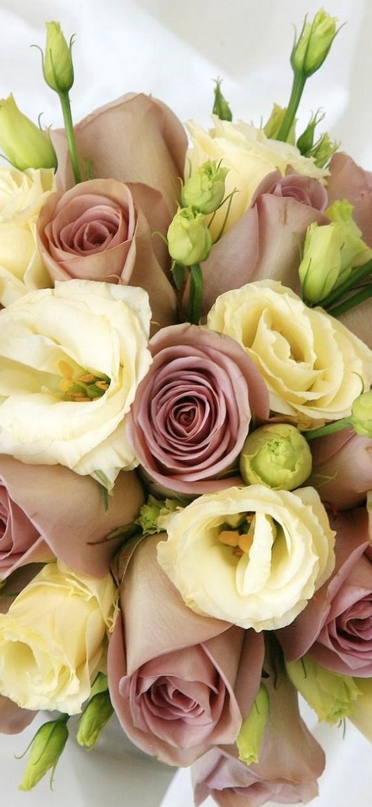 roses, flowers, lisianthus russell, bouquet, decoration