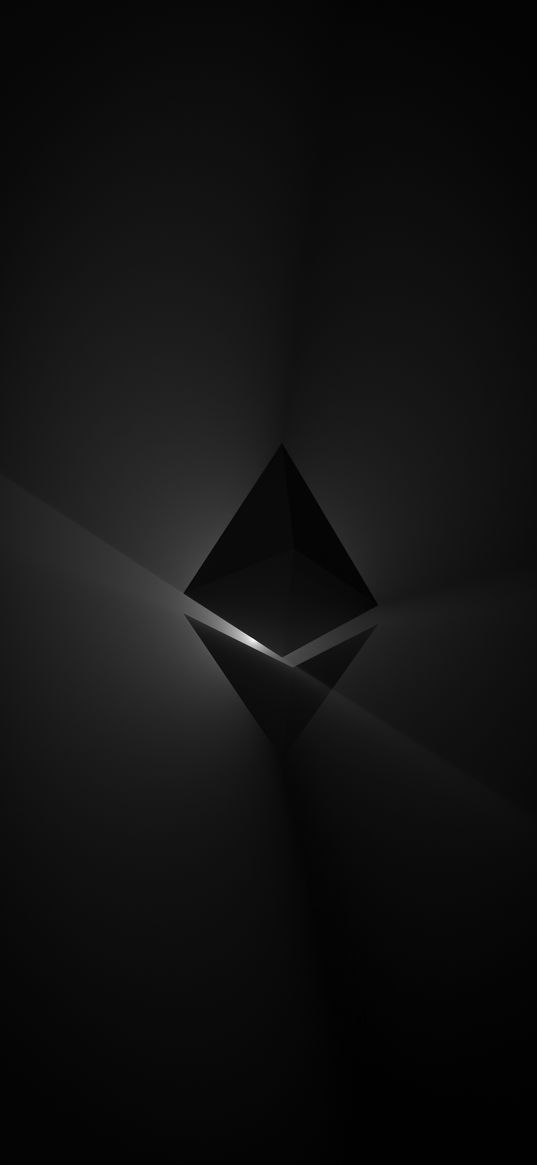 ethereum, cryptocurrency, logo, black, light, dark background