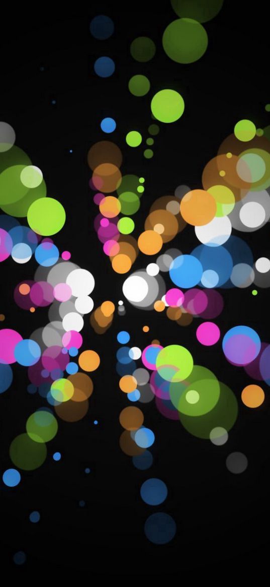 circles, flashing, colorful, brush, black background