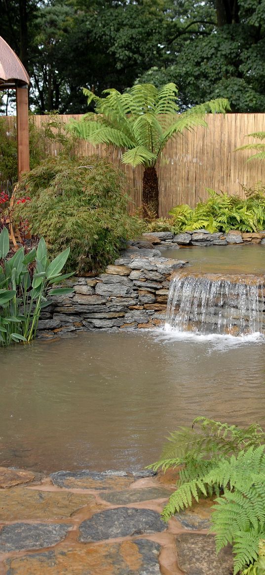 pond, arbor, falls, garden, registration