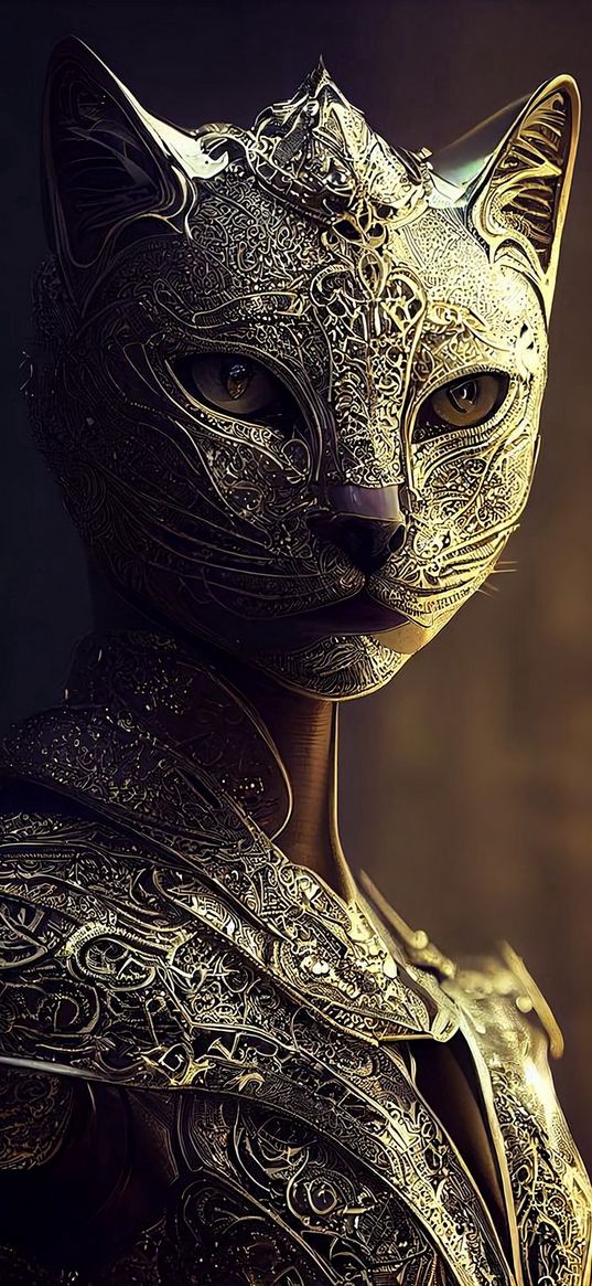 cat, kitty, cat armour, cat woman, warrior, cat eyes, art, ai