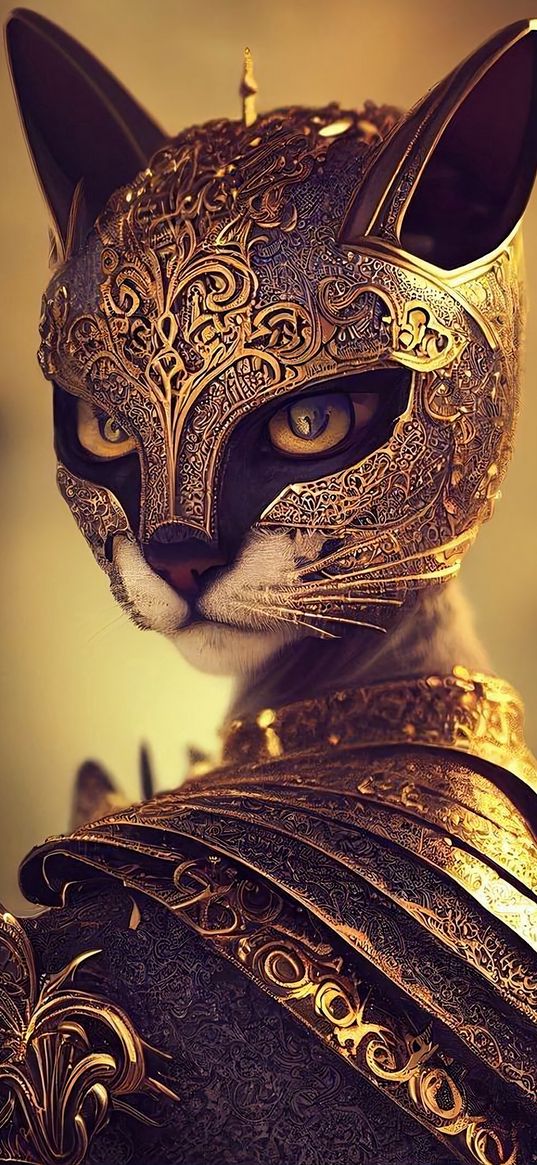 cat eyes, cats, gold, warrior, animal, cat face, kitty, art, ai