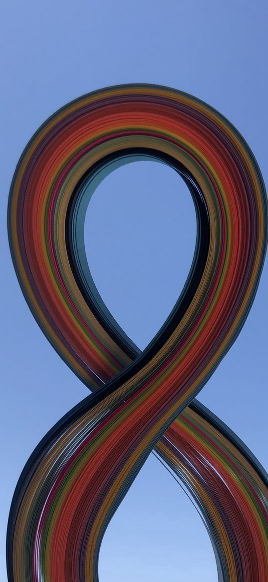 infinity, figure eight, threads, multicolored, blue sky