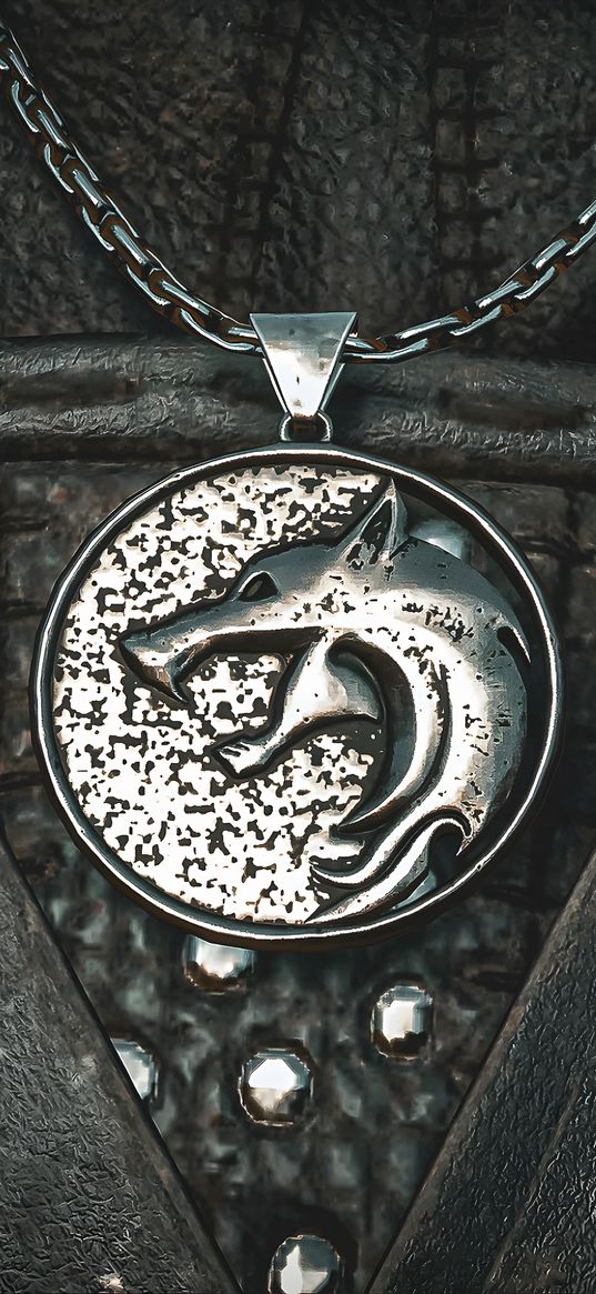 witcher, geralt, pendant, wolf, game, book