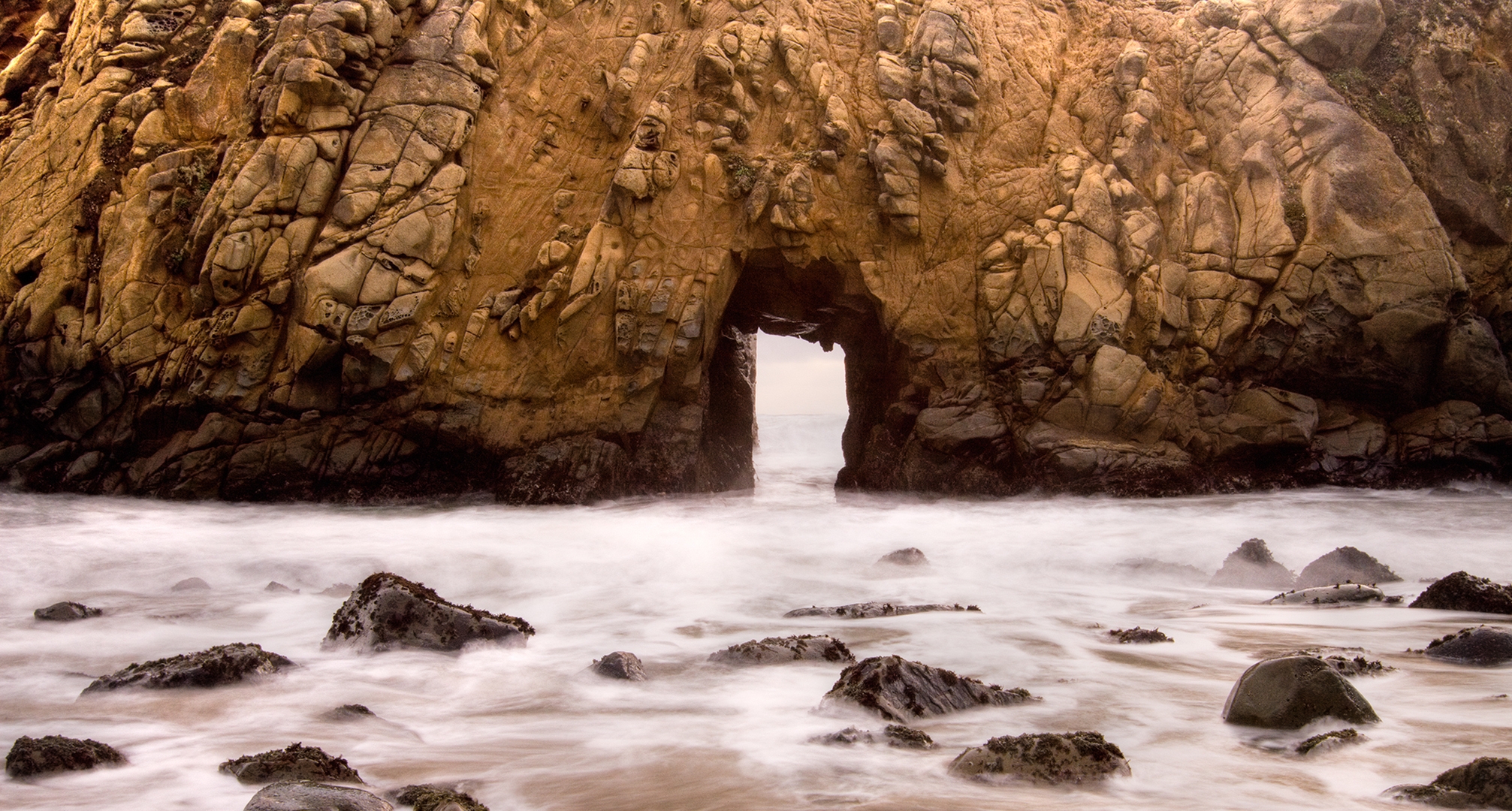 rock, hole, pass, arch, river, stream, stones