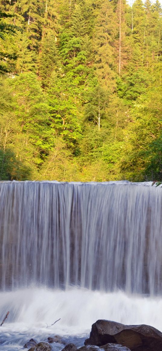 ukraine, zakarpatye, falls, river, zhonka, wall, wood, light, shadows