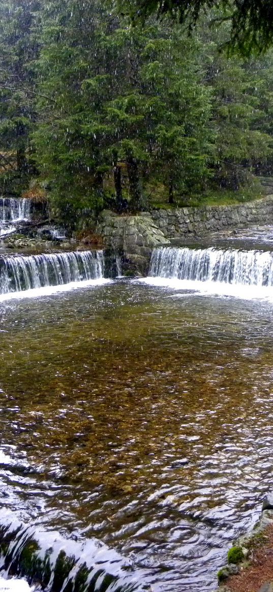 czech republic, river, thresholds, rain, circles