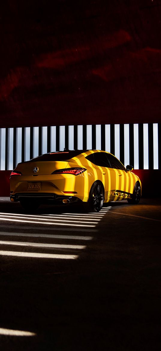 acura, car, speed, sport, yellow