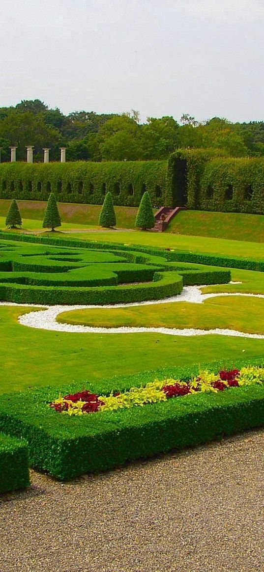 garden, lawn, park, design, green, cloudy