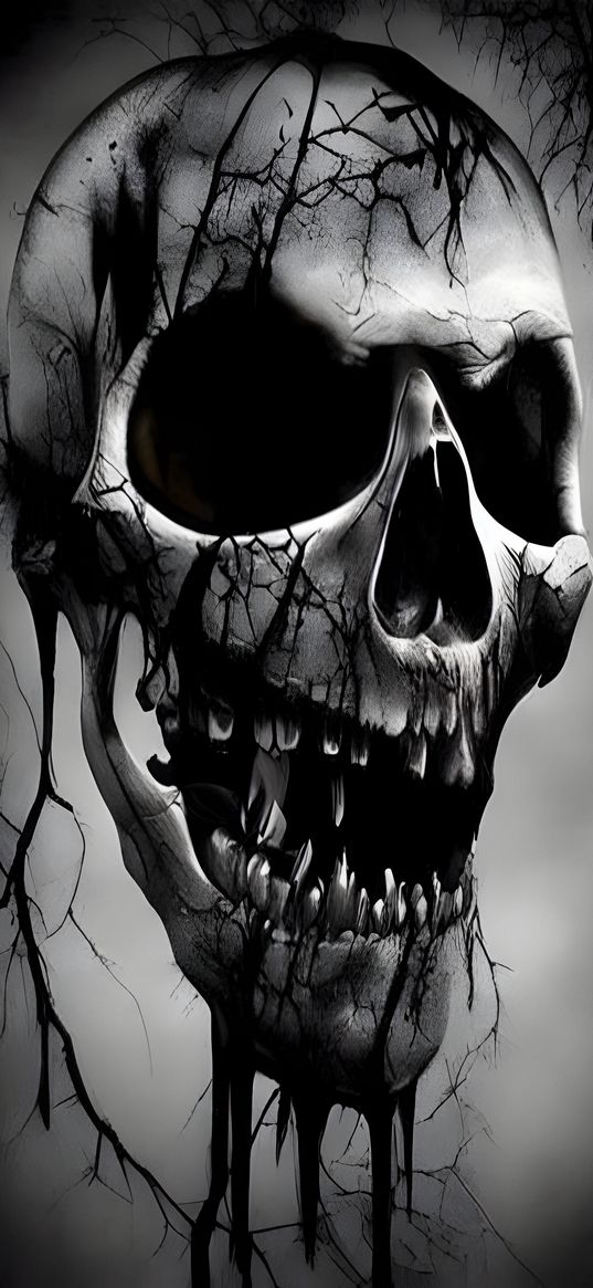 skull, art, teeth, black, gray