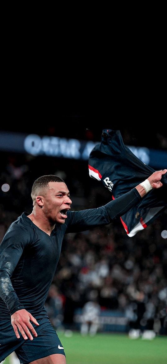 kylian mbappe, footballer, psg, paris saint-germain, france, football, emotions, stadium