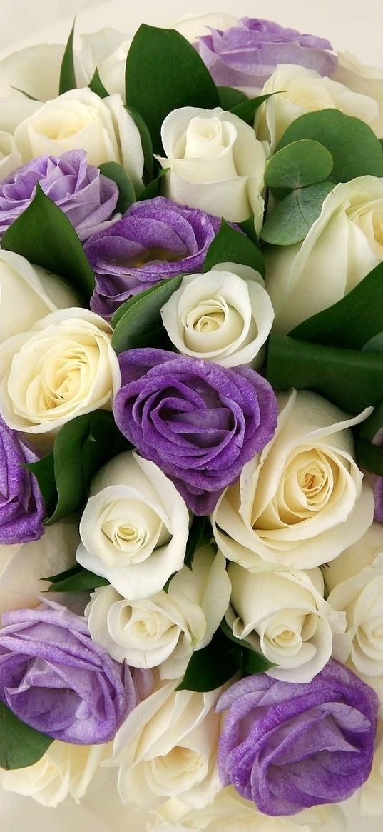 roses, lisianthus russell, leaves, flower, beautiful