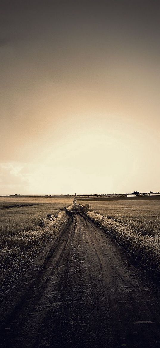 road, way, uncertainty, horizon, sky, gray, autumn, dirt