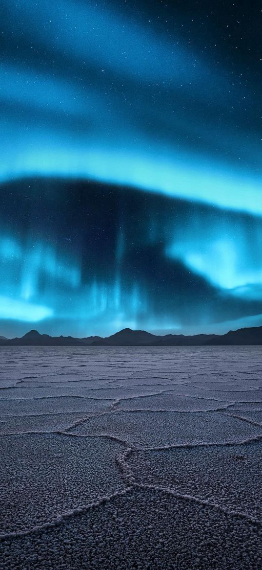 river, ice, mountain, northern lights, nature