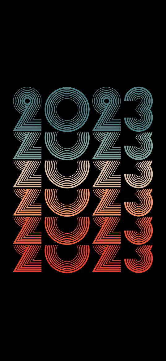 2023, inscription, numbers, new year, black background