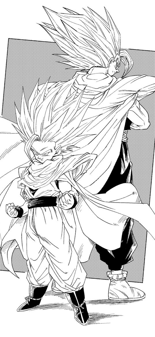 gohan, dragon ball, manga, anime, black and white, art