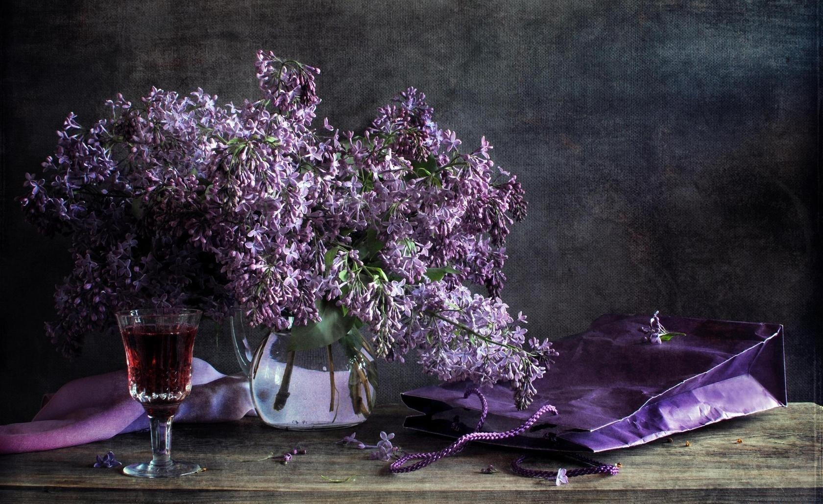 lilac, pitcher, flower, spring, pack, glass