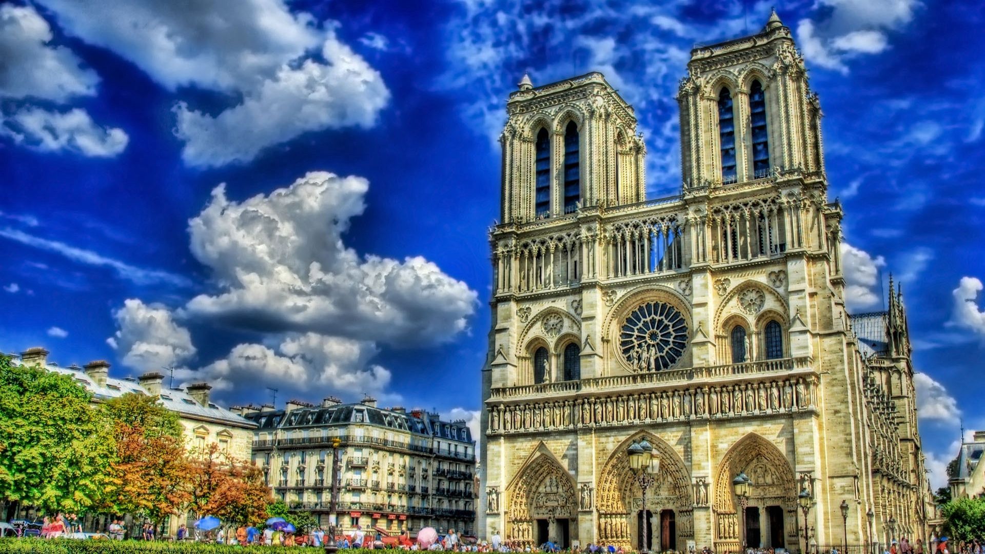 france, square, cathedral, sky, hdr