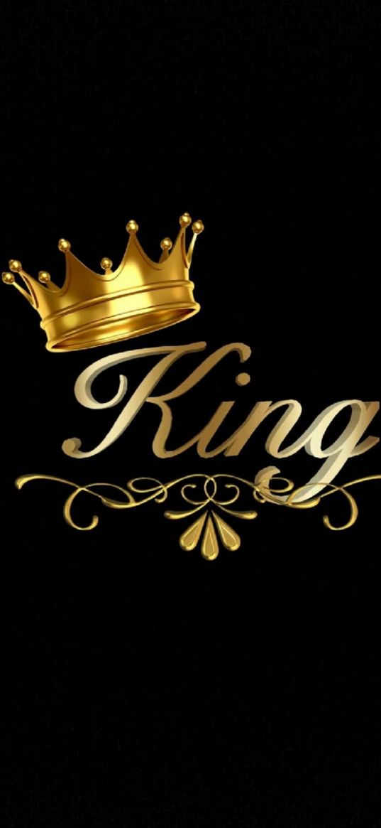 king, crown, gold, black background