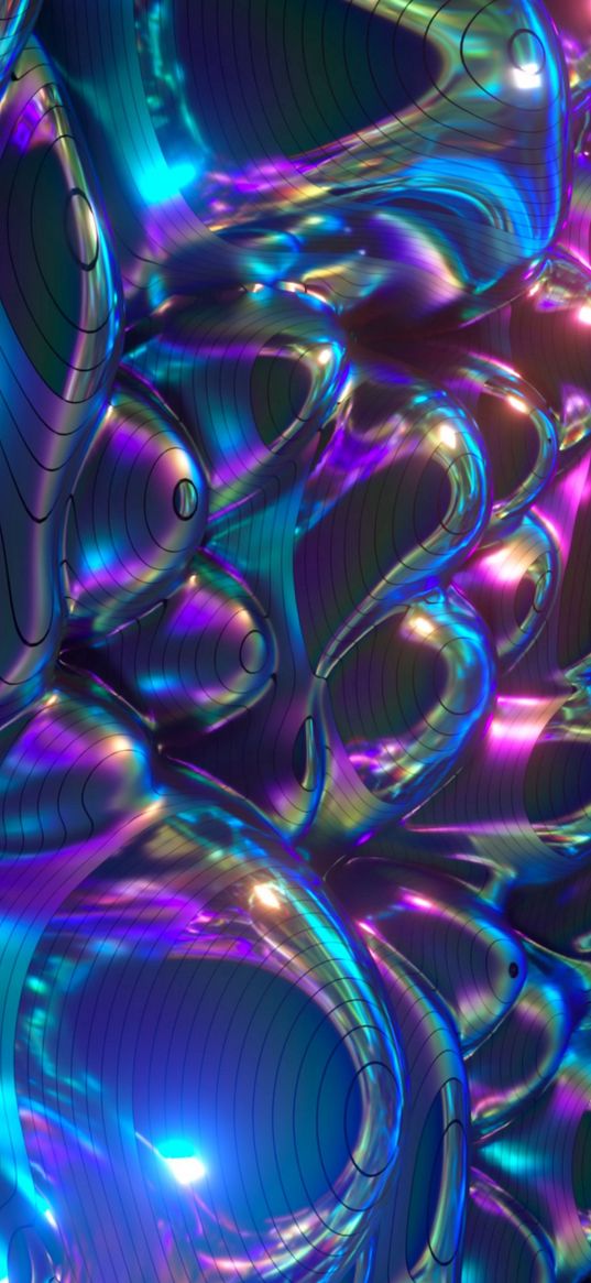 bubbles, bulge, glossy, metallic, iridescent, texture, abstraction