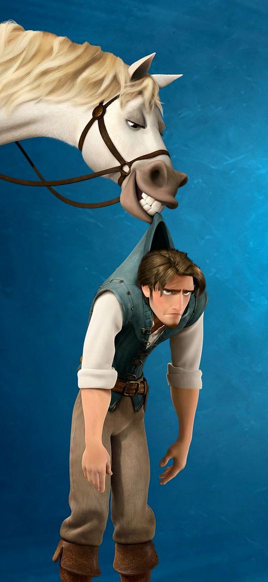 tangled, cartoon, flynn rider, maximus, characters