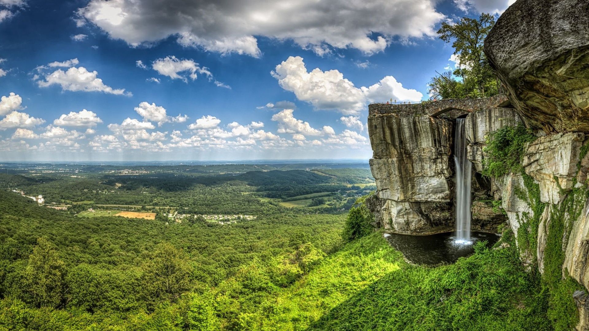 falls, break, look, landscape, tranquillity, clouds, height, from above, sky, clearly, brightly