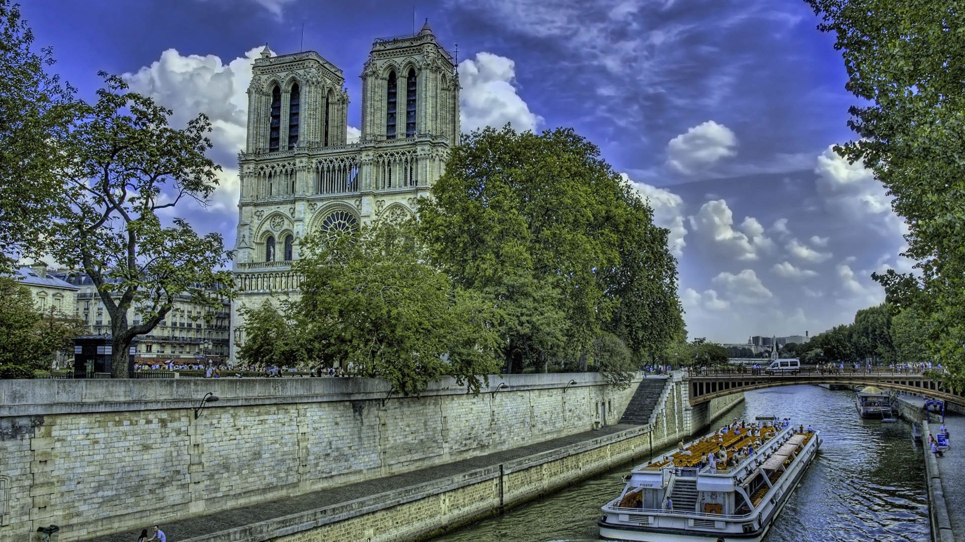 notre dame de paris, paris, france, river, building, hdr