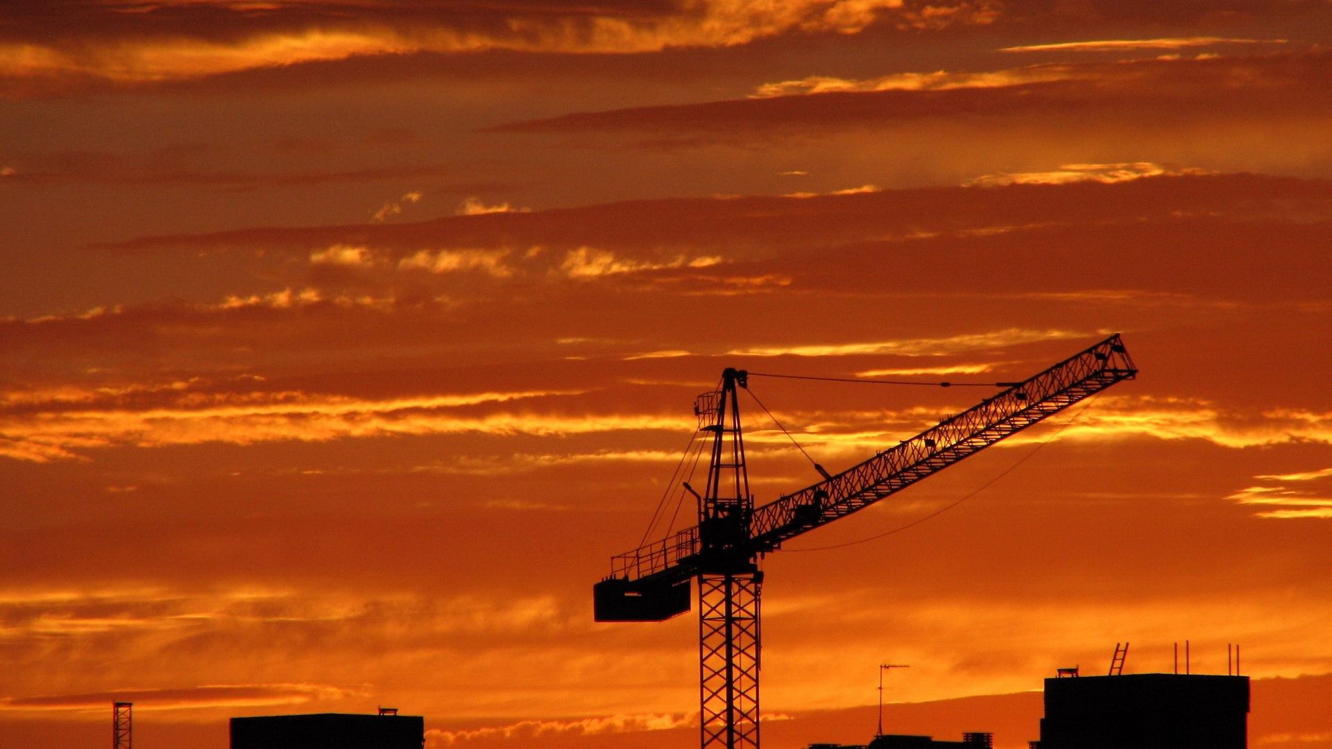 crane, sunset, sky