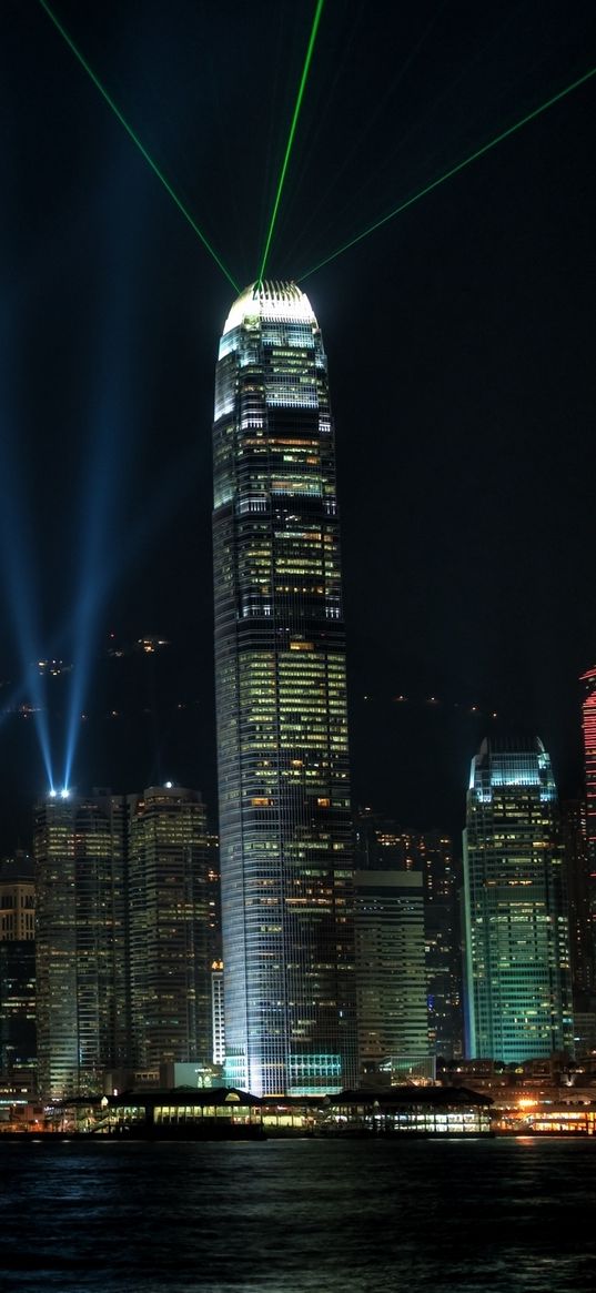 china, hong kong, night, metropolis, buildings, lights, skyscrapers