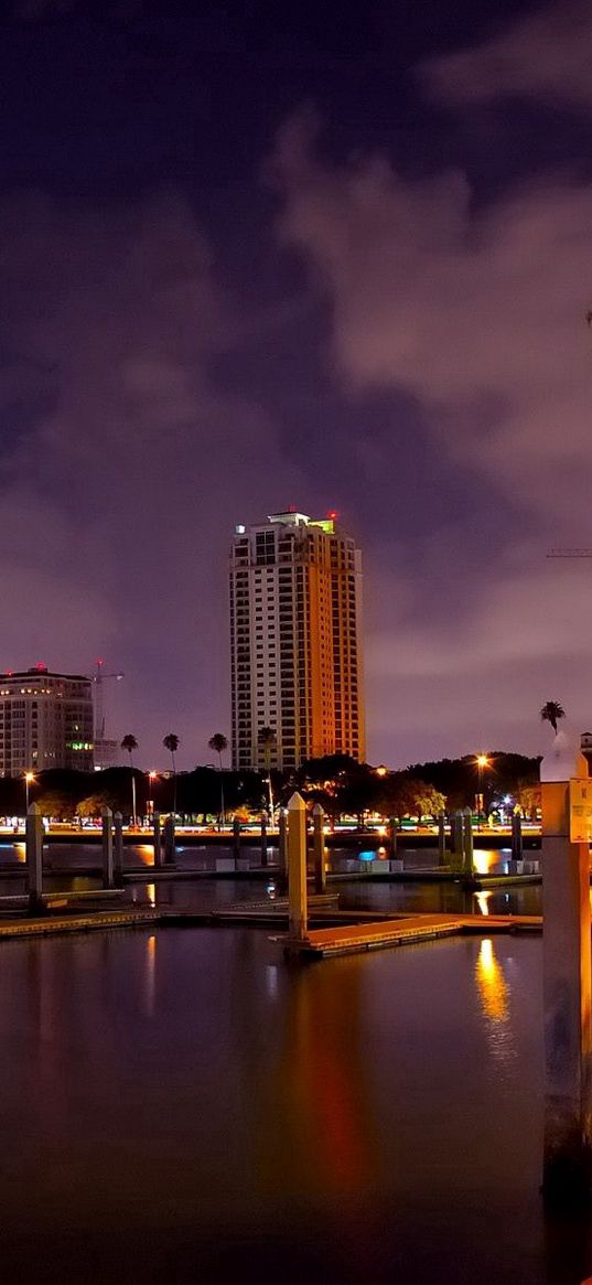 saint petersburg, florida, panorama, city, river, beach, night