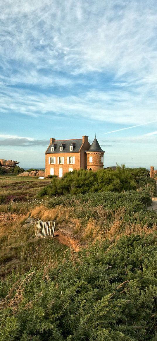 building, castle, country, grass, footpath