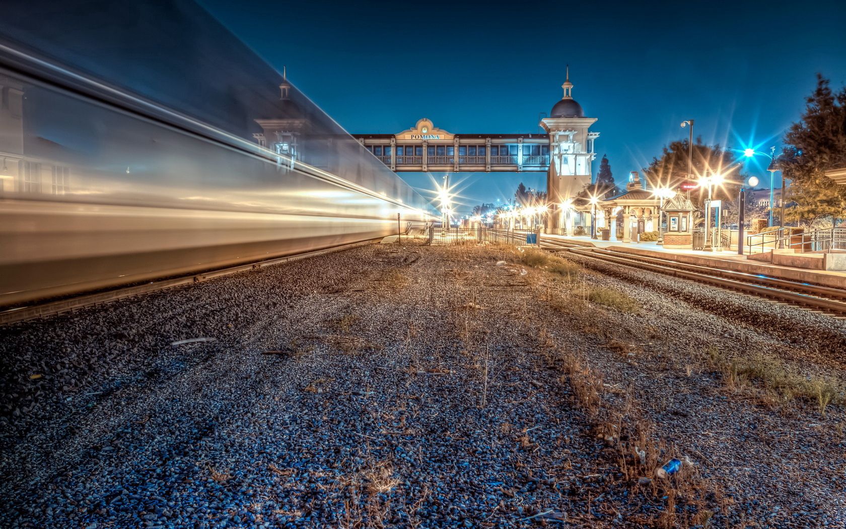 city, night, light, station