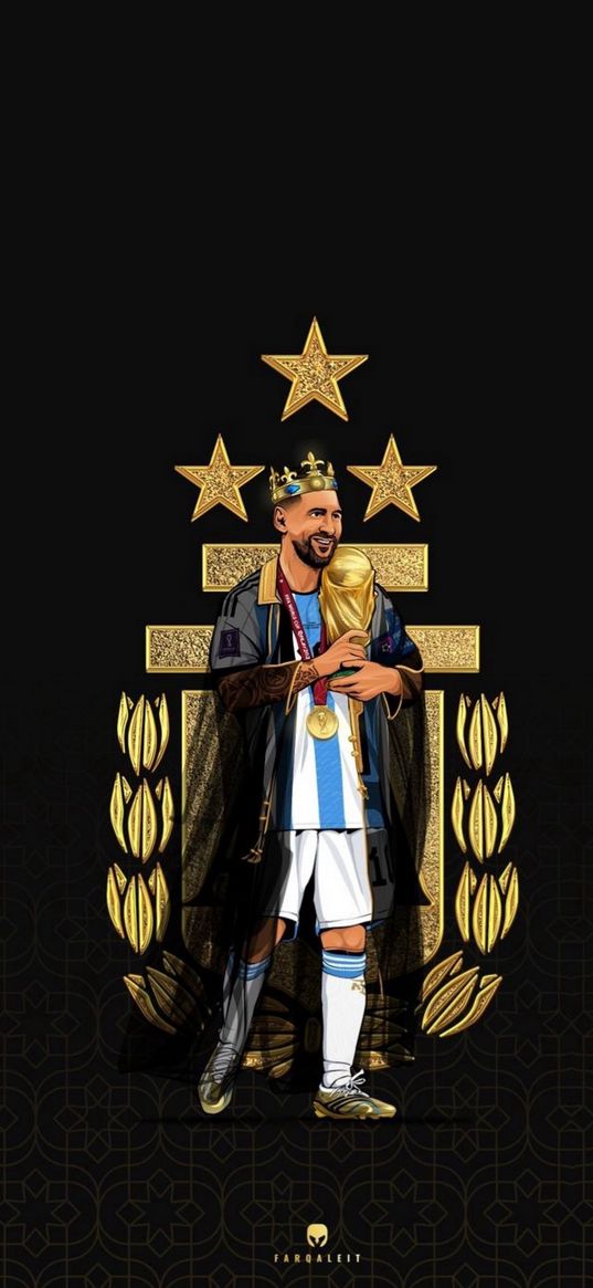 lionel messi, footballer, cup, medal, argentina, stars