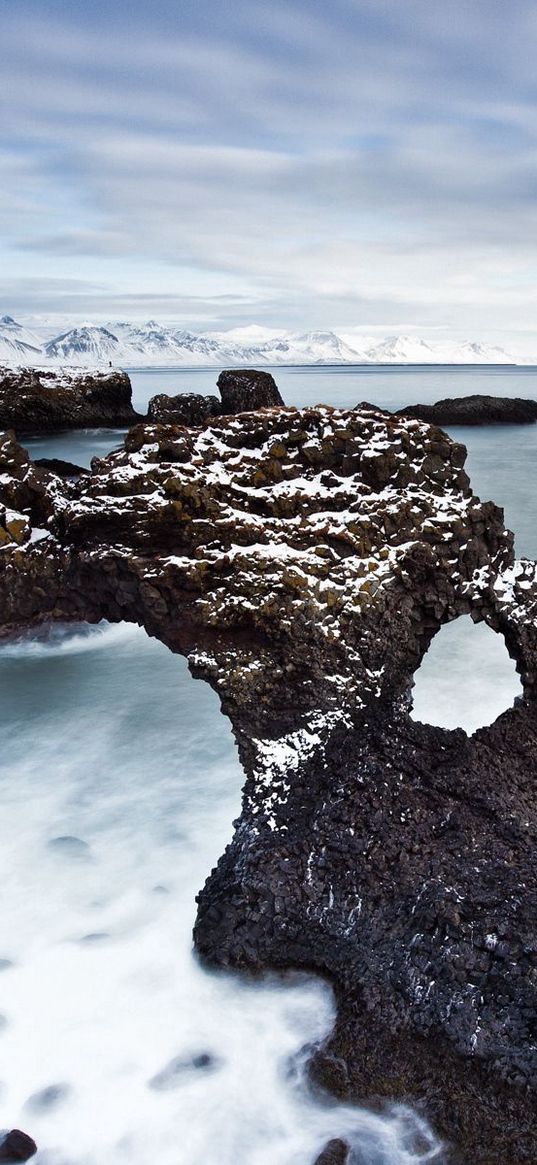 reeves, arches, stony, coast, cold, snow, haze, emptiness