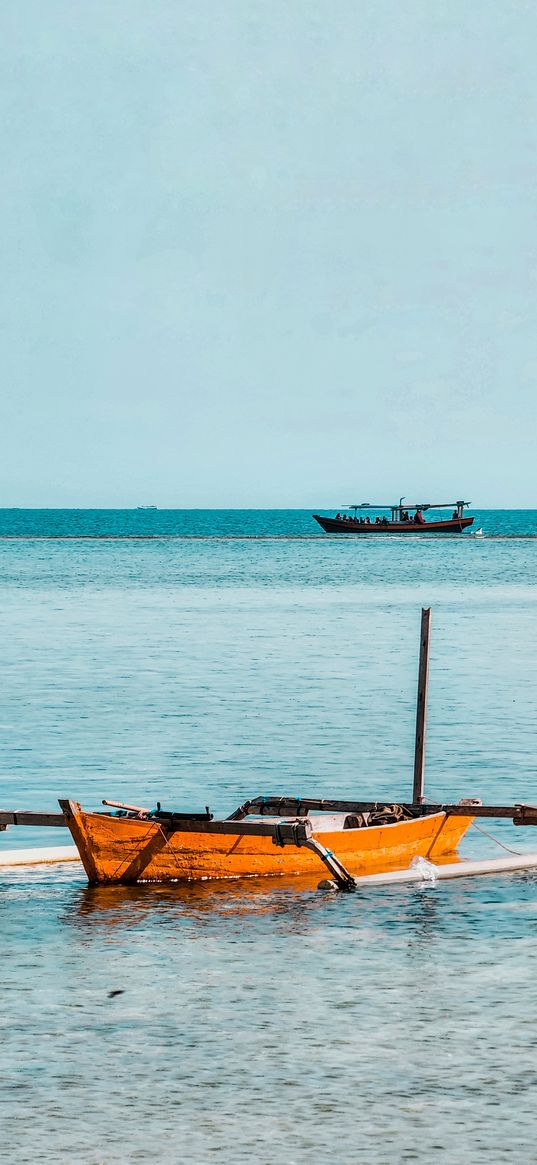 ship, sea, blue, ocean, vintage