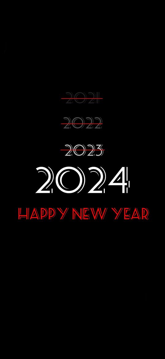 new year, 2024, inscription, crossed out, white, red, black