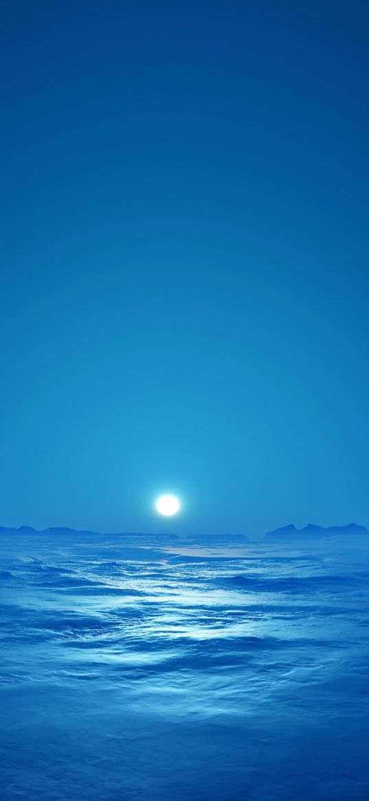 fog, sun, sea, horizon, blue, haze