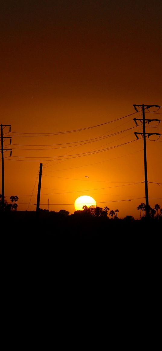 decline, horizon, wires, outlines