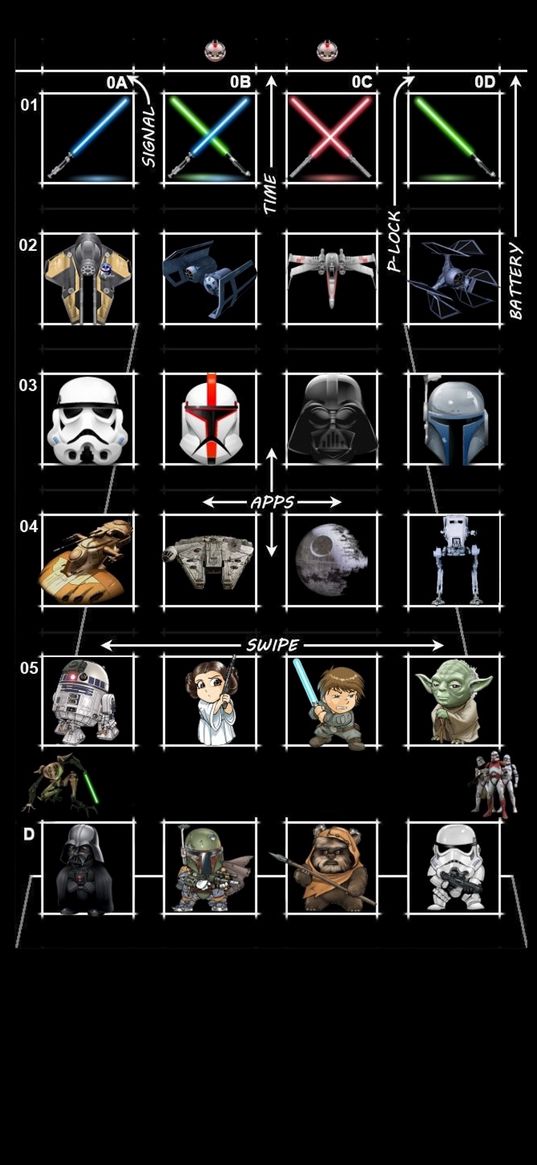 star wars, cells, icons, movie, black