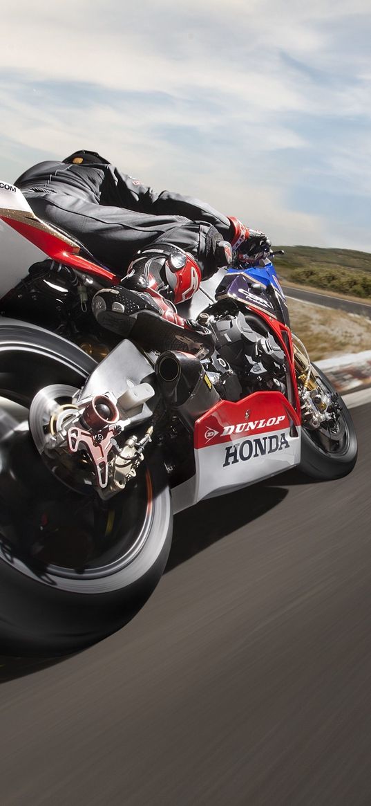 honda, motorcycle, bike, motorcyclist, speed