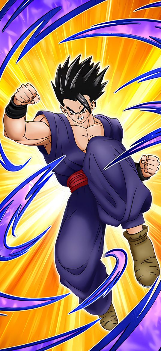 gohan, dragon ball, anime, character, attack, art