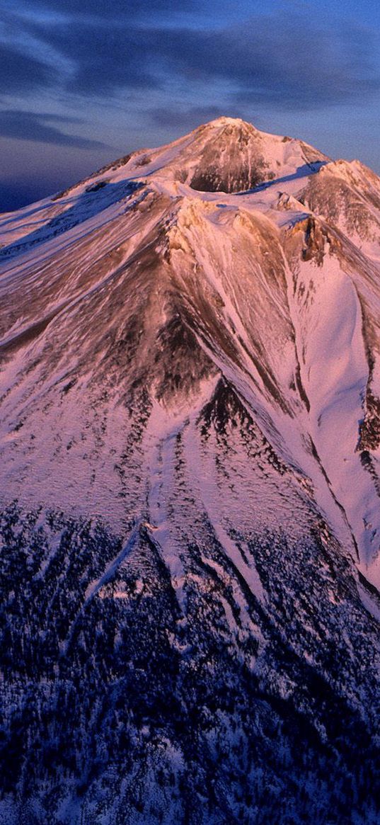 volcano, sleeping, snow, mountain, top, california