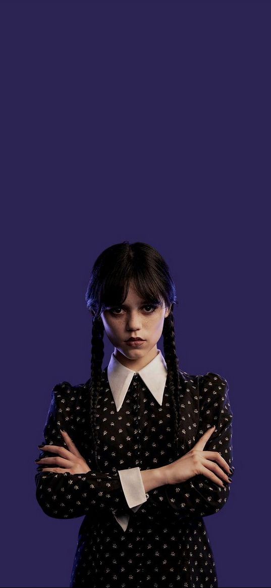 wednesday addams, series, character, girl, purple, black