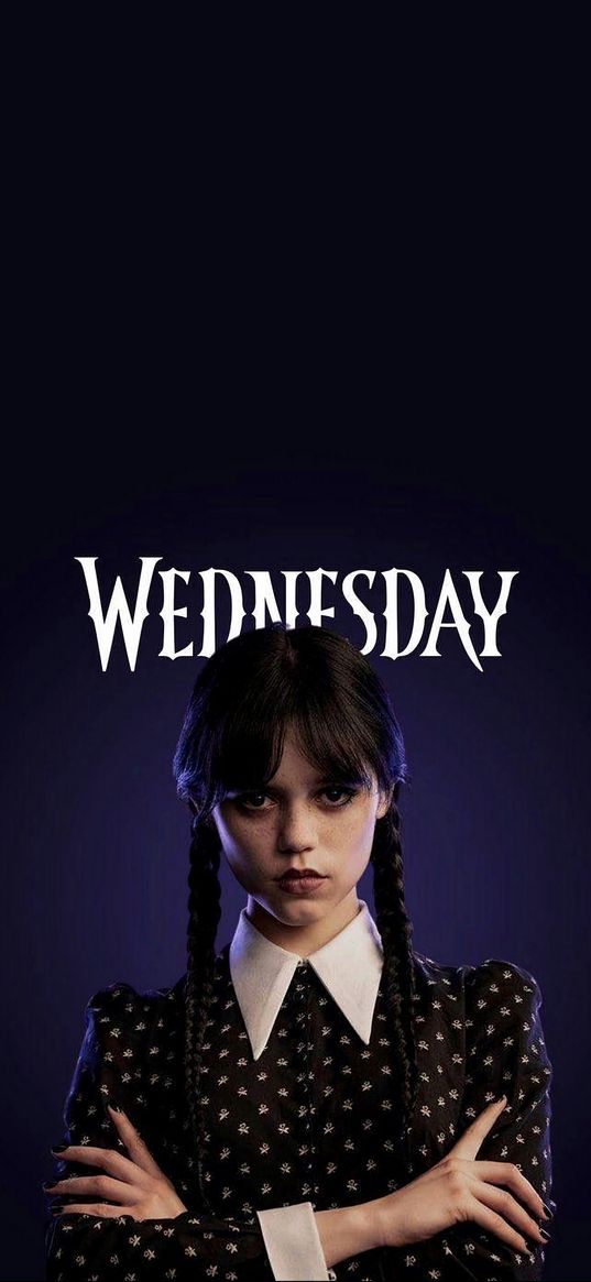 wednesday addams, series, girl, character, inscription, purple, black