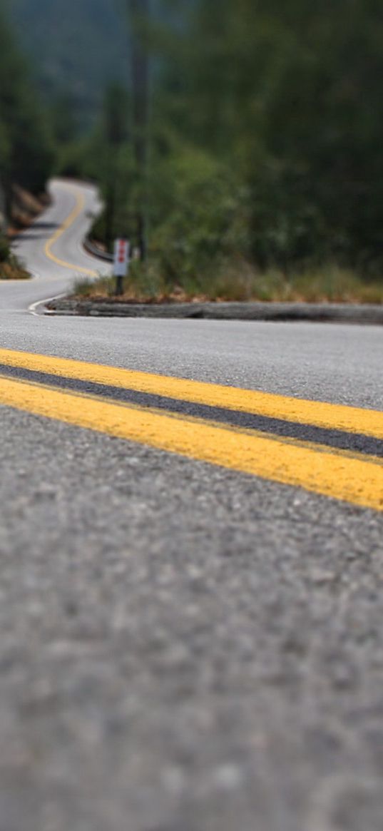 road, marking, lines, yellow, asphalt, turns