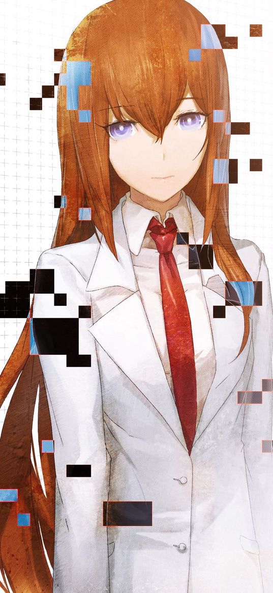 kurisu makise, girl, steins gate, anime, manga, character, glitch