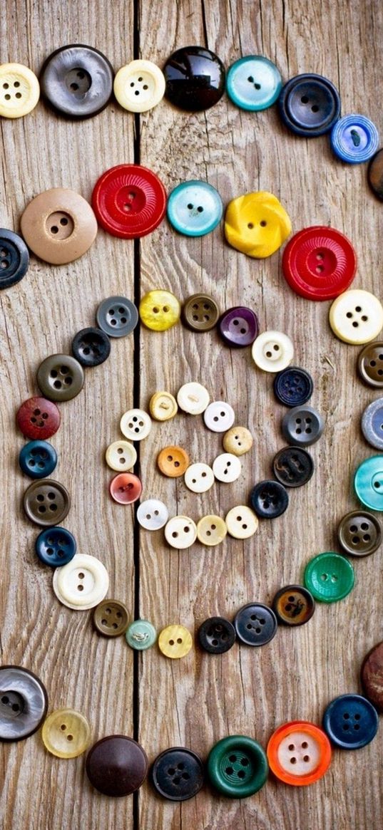 buttons, scroll, colorful, wooden floor