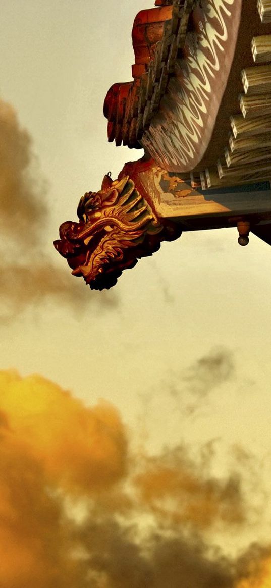 roof, china, sky, clouds