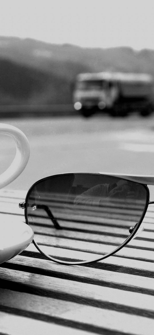 cup, coffee, glasses, table, waiting